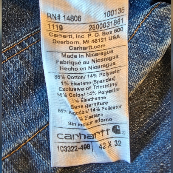 NWOT Carhartt Rugged Flex® Relaxed Fit Denim Bib Overalls with Elastane #103322 - Picture 3 of 7